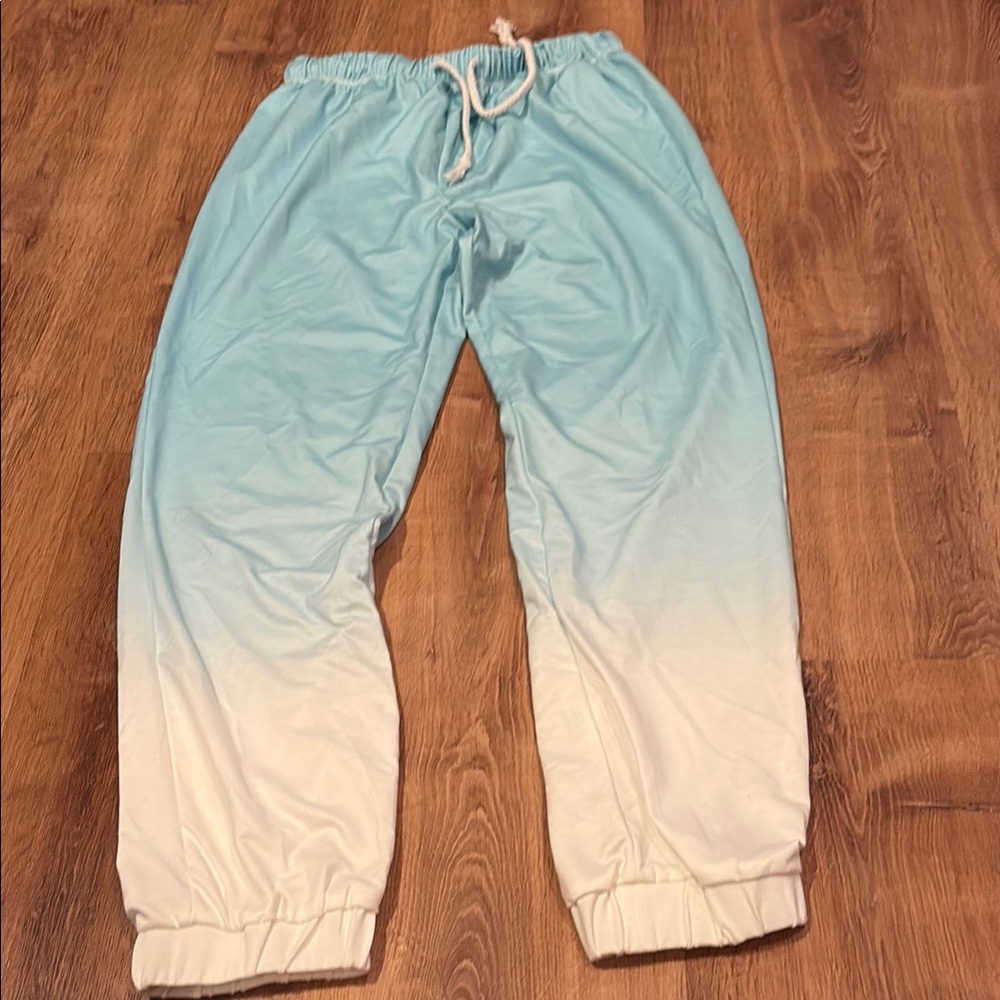 Blue and White Ombre Jogger Pants